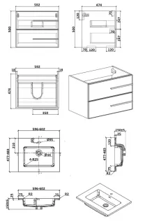 Подвесная тумба с раковиной Parly Spa Bella60 белый глянцевый